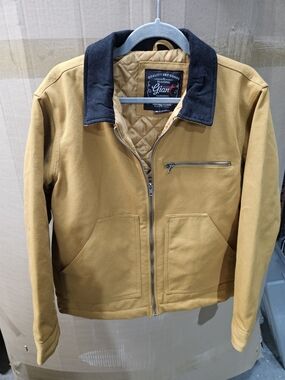 Giant Men's Mustard Work Jacket with Contrast Black Corduroy Collar